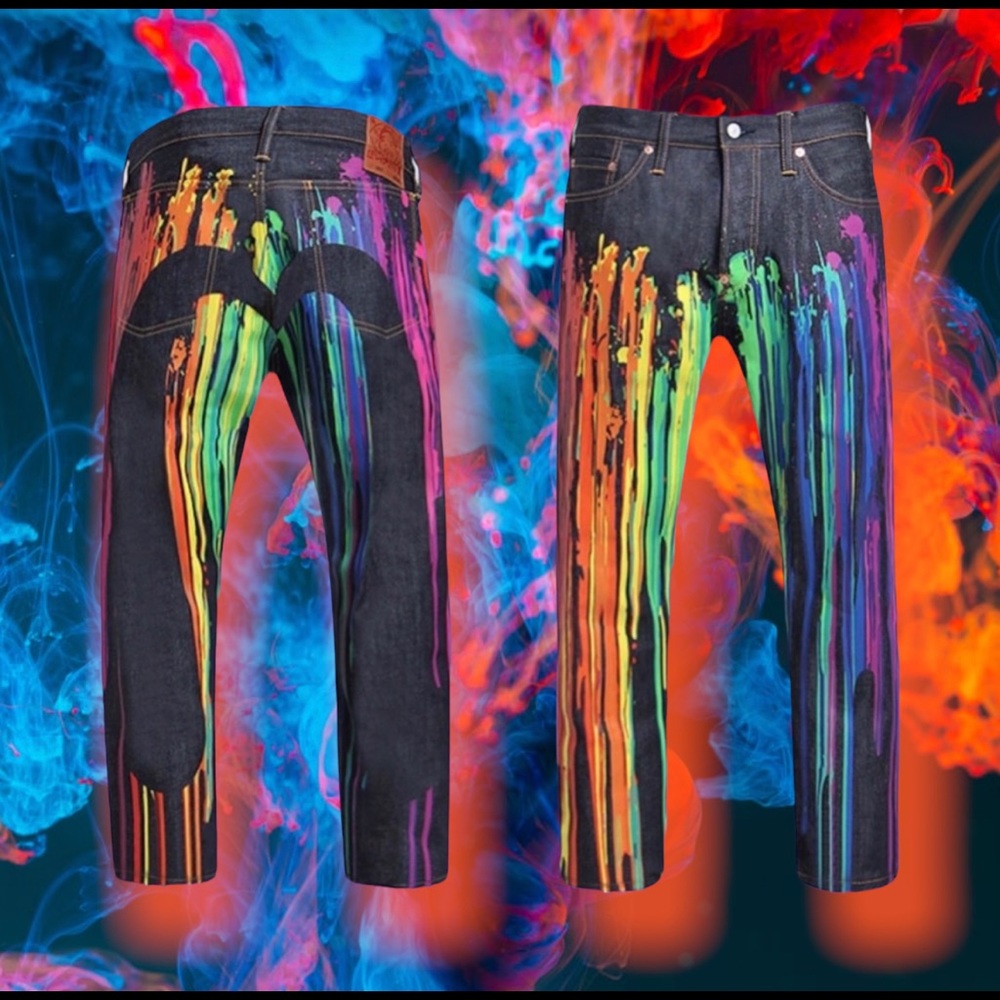 Evisu Daicock Paint Dripping 🎨 Raw Denim 👖